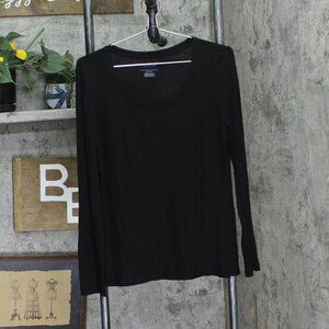 Rachel Zoe Womens Ribbed Long Sleeve Shirt Top Black M